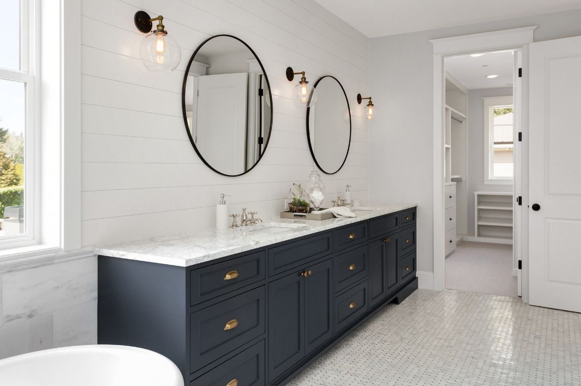 Custom cabinets in Langley for modern bathroom crafted by Giovani Interior Millwork Inc.