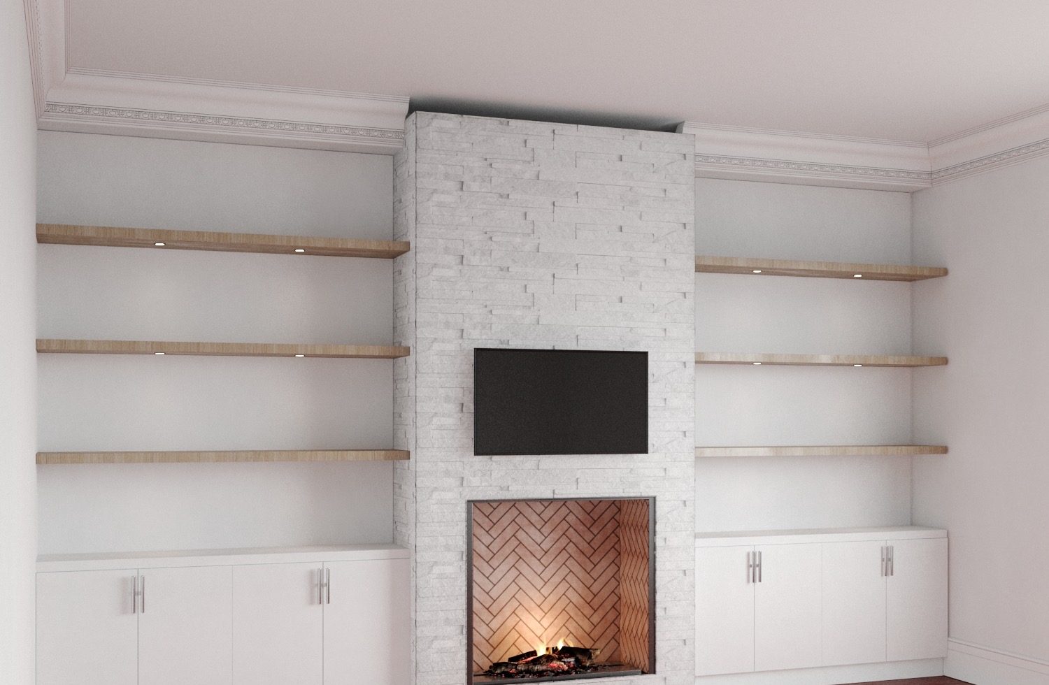 Custom built-in entertainment center in Langley crafted by Giovani Interior Millwork Inc.